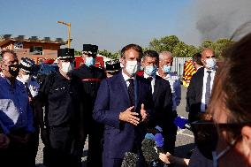 Macron visits wildfire area - Le Luc