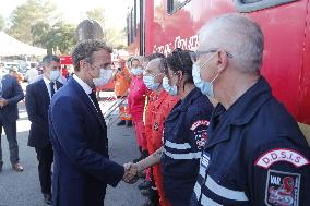 Macron Visits Wildfire-Affected Area - Le Luc