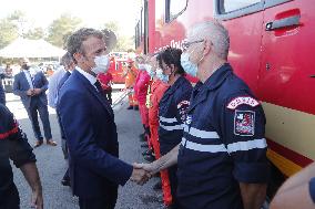 Macron Visits Wildfire-Affected Area - Le Luc