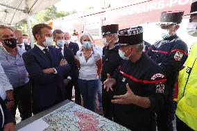 Macron Visits Wildfire-Affected Area - Le Luc