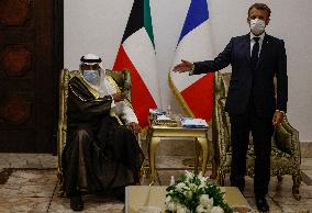 French President Emmanuel Macron meets with Kuwait's Foreign Minister Sheikh Sabah al-Khaled al-Sabah - Bagdhad