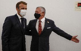 French President Emmanuel Macron meets with Jordan's King Abdullah II - Bagdhad