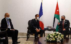 French President Emmanuel Macron meets with Jordan's King Abdullah II - Bagdhad