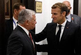French President Emmanuel Macron meets with Jordan's King Abdullah II - Bagdhad