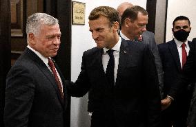French President Emmanuel Macron meets with Jordan's King Abdullah II - Bagdhad
