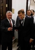 French President Emmanuel Macron meets with Jordan's King Abdullah II - Bagdhad