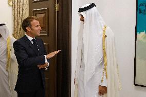 French President Emmanuel Macron meets with Qatars Emir Sheikh Tamim al-Thani - Bagdhad