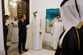 French President Emmanuel Macron meets with Qatars Emir Sheikh Tamim al-Thani - Bagdhad