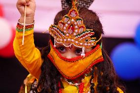 Children dress up as Lord Krishna to celebrate his birth - India