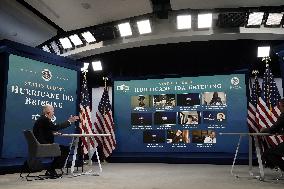 Joe Biden virtuall meeting on Hurricane Ida - Washington