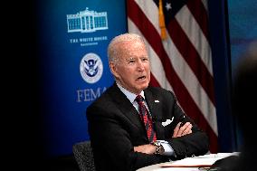 Joe Biden virtuall meeting on Hurricane Ida - Washington