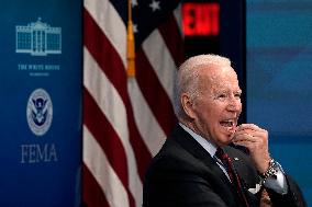 Joe Biden virtuall meeting on Hurricane Ida - Washington