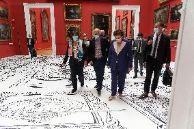 Roselyne Bachelot visit to Open Museum Francois Boucq exhibition - Lille