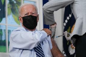 President Joe Biden Delivers Remarks and Receives a COVID-19 Booster Shot