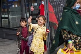 Afghan Refugees Arrive At Dulles Airport - Virginia