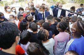 President Macron Visits Bouge Elementary School - Marseille