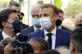 President Macron Visits Bouge Elementary School - Marseille