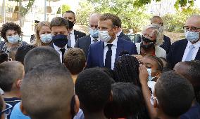 President Macron Visits Bouge Elementary School - Marseille