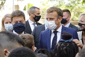 President Macron Visits Bouge Elementary School - Marseille