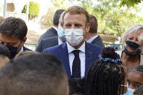 President Macron Visits Bouge Elementary School - Marseille