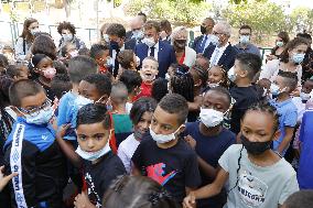 President Macron Visits Bouge Elementary School - Marseille