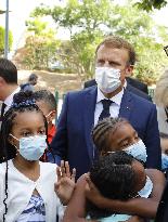 President Macron Visits Bouge Elementary School - Marseille