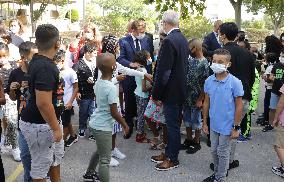 President Macron Visits Bouge Elementary School - Marseille