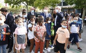 President Macron Visits Bouge Elementary School - Marseille