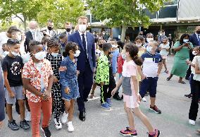 President Macron Visits Bouge Elementary School - Marseille