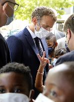 President Macron Visits Bouge Elementary School - Marseille