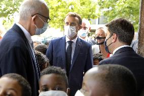 President Macron Visits Bouge Elementary School - Marseille