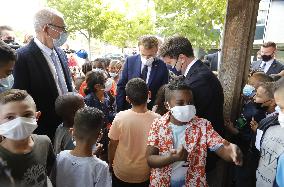 President Macron Visits Bouge Elementary School - Marseille