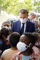 President Macron Visits Bouge Elementary School - Marseille