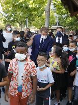 President Macron Visits Bouge Elementary School - Marseille