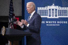 US President Joe Biden delivers remarks Hurricane Ida