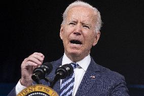 US President Joe Biden delivers remarks Hurricane Ida