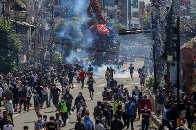 Devotees and police clash during chariot procession in Nepal