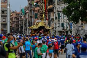 Chariot festival of Rato Machindranath is celebrated in Nepal.