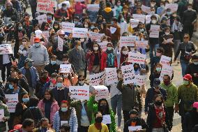 Protest rally against rising violence against women in Kathmandu