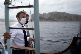 President Macron Heads To The Calanques National Park - Marseille