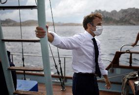 President Macron Heads To The Calanques National Park - Marseille