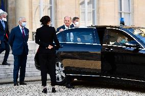 Olaf Scholz Received At Elysee Palace - Paris