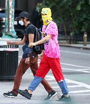 Jared Leto out with funny winter hood in New York