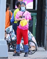 Jared Leto out with funny winter hood in New York