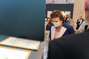 Roselyne Bachelot visit to Open Museum Francois Boucq exhibition - Lille