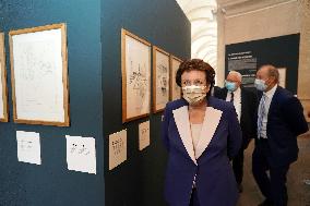 Roselyne Bachelot visit to Open Museum Francois Boucq exhibition - Lille