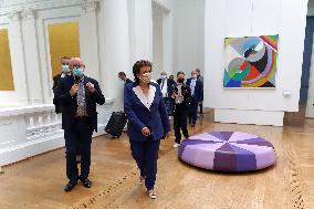 Roselyne Bachelot visit to Open Museum Francois Boucq exhibition - Lille