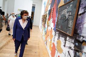 Roselyne Bachelot visit to Open Museum Francois Boucq exhibition - Lille