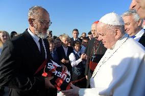 Pope Francis Touches Down In Budapest