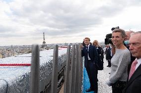 President Macron During Wrapped Arc De Triomphe Inauguration - Paris